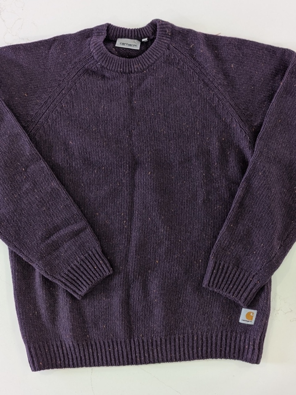 Carhartt WIP Anglistic Speckled Wool Knit Sweater Purple Men's Large L NWT